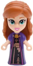 Minifigurka: DP228:  Anna - Micro Doll, Dark Purple Dress