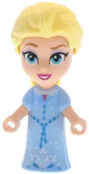 Minifigurka: DP233:  Elsa - Micro Doll, Bright Light Blue Dress with Beaded Belt, Open Mouth Smile