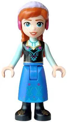 DP239:  Anna - Blue Skirt, Black Boots and Black Top, Light Aqua Sleeves, Wide Smile, Coral Lips