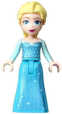 DP240:  Elsa - Medium Azure Dress, Medium Blue Long Narrow Glitter Cape, Smirk Narrow