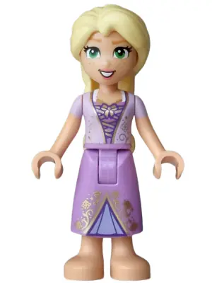 DP250:  Rapunzel (Medium Tan) - Mini Doll, Lavender Top, Medium Lavender Dress, Bright Pink Flower, Gold Bow