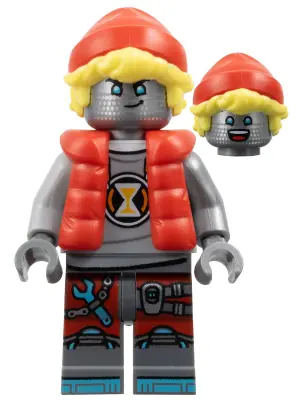 DRM050:  Cooper - Robot with Red Cap and Puffer Vest, Clip on Back