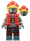 Minifigurka: DRM050:  Cooper - Robot with Red Cap and Puffer Vest, Clip on Back