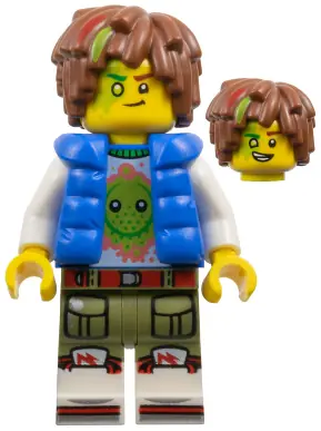 DRM053:  Mateo - Z-Blob Shirt, Blue Puffer Vest, Hair with Lime and Red Streaks