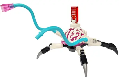 DRM070:  Cyber Brain Spider - 4 Legs, Medium Azure Appendages, Black and Flat Silver Claws
