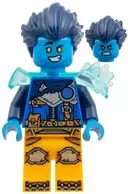 Minifigurka: DRM099:  Logan - Trans-Light Blue Shoulder Armor, Bright Light Orange Legs