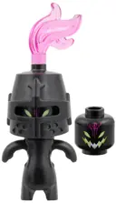 Minifigurka: DRM107:  Grimspawn - Black Helmet Castle Closed, Trans-Dark Pink Plume, Forehead Tattoo