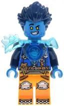 Minifigurka: DRM114:  Logan - Trans-Light Blue Shoulder Armor, Bright Light Orange Legs and Dark Blue Round Tile