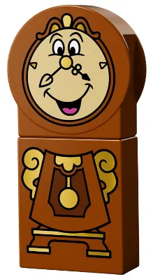 DUPCLOCK01:  Duplo Figure, Disney Princess, Cogsworth with Gold Pendulum