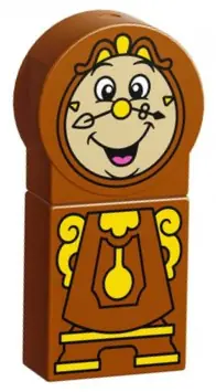 DUPCLOCK02:  Duplo Figure, Disney Princess, Cogsworth with Yellow Pendulum