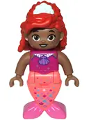 Minifigurka: DUPMERMAID05:  Duplo Figure, Disney Princess, Ariel, Coral and Dark Pink Tail (Mermaid) (6483562)