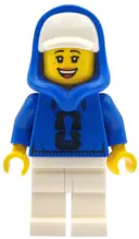 Minifigurka: EDI001:  Soccer Spectator - Female, Blue Hoodie with Black FIFA World Cup 2026 Logo, White Cap