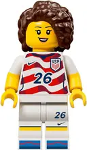 Minifigurka: EDI008:  Soccer Player - Female, US Team, Stripes Jersey