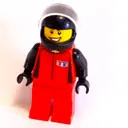 Minifigurka: Race Driver, Red Torso, Red Legs, Black Helmet, Chevrolet