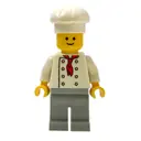 Minifigurka: Chef, Red Neckerchief, Light Bluish Gray Legs, No Wrinkles