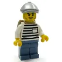 Minifigurka: Criminal, White Torso, Sand Blue Legs, Light Bluish Gray Hat