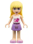 Minifigurka: FRND0002:  Friends Stephanie - Medium Lavender Skirt, White Top