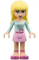 Minifigurka: FRND0003:  Friends Stephanie - Bright Pink Skirt, Light Aqua Long Sleeve Top