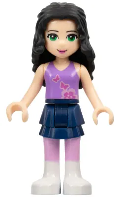 FRND0007:  Friends Emma - Dark Blue Layered Skirt, Medium Lavender Top, White Boots