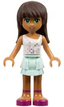Minifigurka: FRND0012:  Friends Sarah - Light Aqua Layered Skirt, White Top