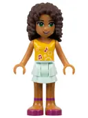 Minifigurka: FRND0014:  Friends Andrea - Light Aqua Layered Skirt, Bright Light Orange Top with Music Notes