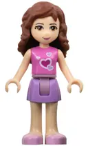 Minifigurka: FRND0017:  Friends Olivia (Light Nougat) - Medium Lavender Skirt, Dark Pink Top
