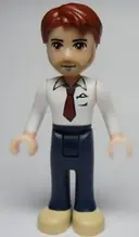 Minifigurka: FRND0019:  Friends Peter - Dark Blue Trousers, White Shirt and Red Tie, Dark Tan Shoes