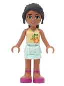 Minifigurka: FRND0021:  Friends Nicole - Light Aqua Layered Skirt, Bright Light Yellow Top
