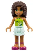 Minifigurka: FRND0024:  Friends Andrea - Light Aqua Layered Skirt, Lime Halter Neck Top
