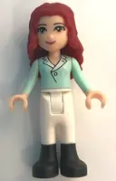 Minifigurka: FRND0025:  Friends Theresa - White Riding Pants, Light Aqua Long Sleeve Top with Collar