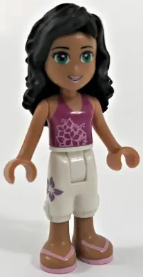 FRND0026:  Friends Ella - Magenta Halter Top with Flowers, White Cropped Trousers, Bright Pink Sandals