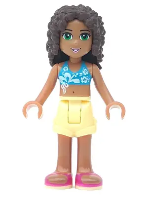 FRND0032:  Friends Andrea - Bright Light Yellow Shorts, Dark Azure Bikini Top