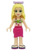 Minifigurka: FRND0033:  Friends Isabella (Light Nougat) - Lime Bikini Top, Magenta Wrap Skirt, Lavender Bow