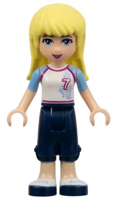 FRND0036:  Friends Stephanie - Dark Blue Cropped Trousers, White Soccer Jersey