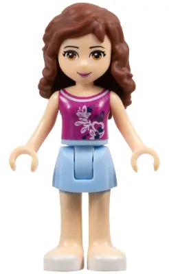 FRND0040:  Friends Olivia (Light Nougat) - Bright Light Blue Skirt, Magenta Top