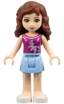 Minifigurka: FRND0040:  Friends Olivia (Light Nougat) - Bright Light Blue Skirt, Magenta Top