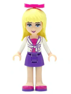 FRND0042A:  Friends Stephanie - Dark Purple Skirt, Magenta Top with White Jacket, Magenta Bow