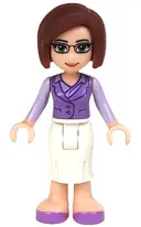 Minifigurka: FRND0044:  Friends Ms. Stevens - White Long Skirt, Medium Lavender Vest