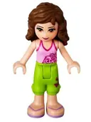 Minifigurka: FRND0048:  Friends Olivia (Light Nougat) - Lime Cropped Trousers, Bright Pink Top