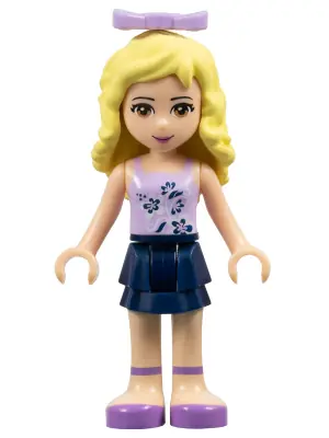FRND0049:  Friends Danielle - Dark Blue Layered Skirt, Lavender Top, Bow
