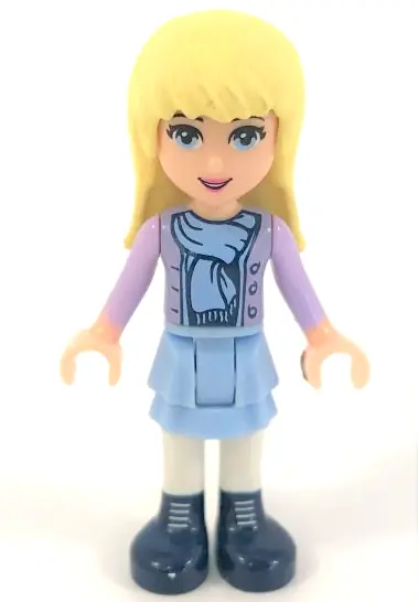 FRND0053:  Friends Stephanie - Bright Light Blue Layered Skirt, Medium Lavender Jacket, Scarf