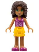 Minifigurka: FRND0055:  Friends Andrea - Bright Light Orange Layered Skirt, Magenta Top