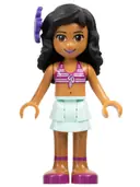 Minifigurka: FRND0057A:  Friends Kate - Light Aqua Layered Skirt, Magenta Bikini Top, Dark Purple Flower
