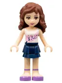 Minifigurka: FRND0062:  Friends Olivia (Light Nougat) - Dark Blue Layered Skirt, White Top
