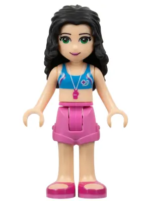 FRND0063:  Friends Emma - Dark Pink Shorts, Bikini Top With Whistle, Bow
