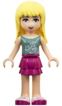 Minifigurka: FRND0065:  Friends Stephanie - Magenta Layered Skirt, Sand Green Top