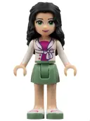 Minifigurka: FRND0067:  Friends Emma - Sand Green Skirt, White Jacket with Bow over Magenta Top