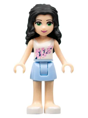 FRND0070:  Friends Emma - Bright Light Blue Skirt, White Top with Pink Flowers