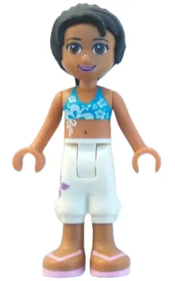 FRND0072:  Friends Joanna - White Cropped Trousers, Dark Azure Bikini Top