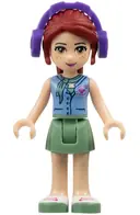 Minifigurka: FRND0080:  Friends Mia - Sand Green Skirt, Medium Blue Top with Red Cross Logo and Scarf, Dark Purple Headphones